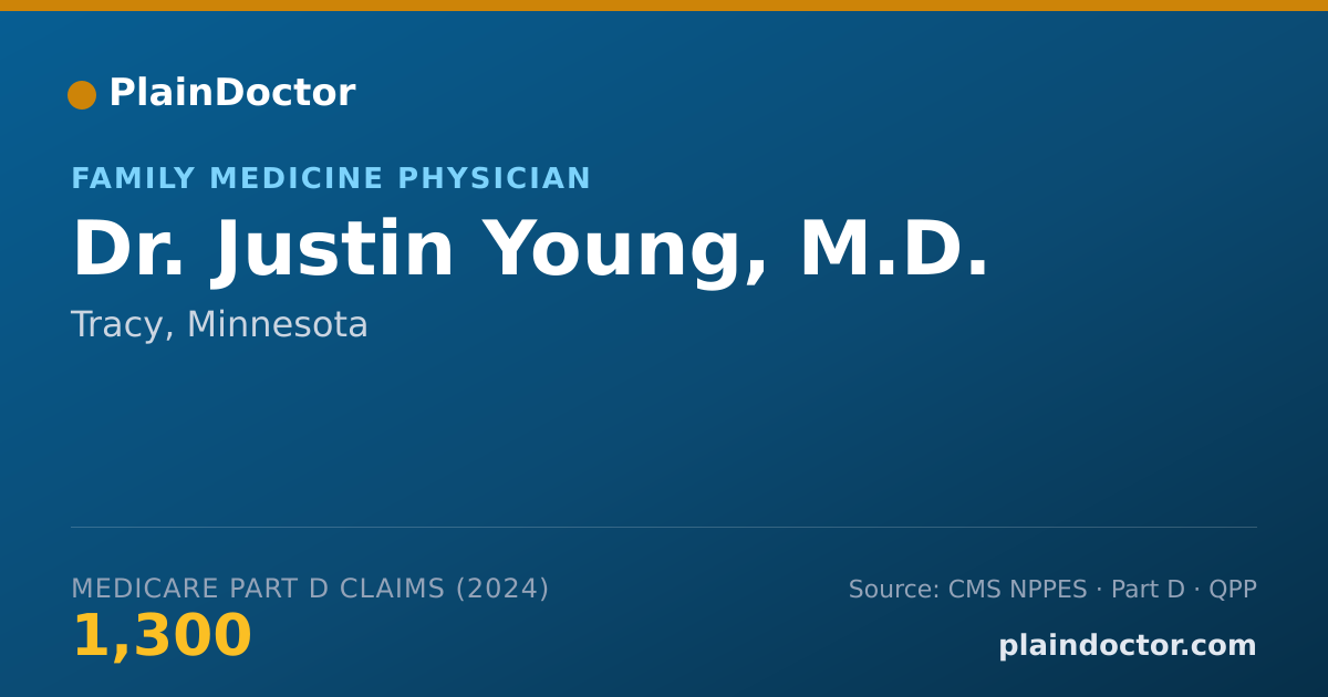 Shareable card for Justin Young, M.D. - Family Medicine Physician, Tracy, MN