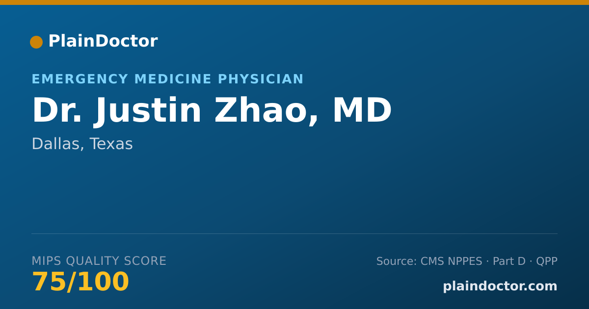 Shareable card for Justin Zhao, MD - Emergency Medicine Physician, Dallas, TX