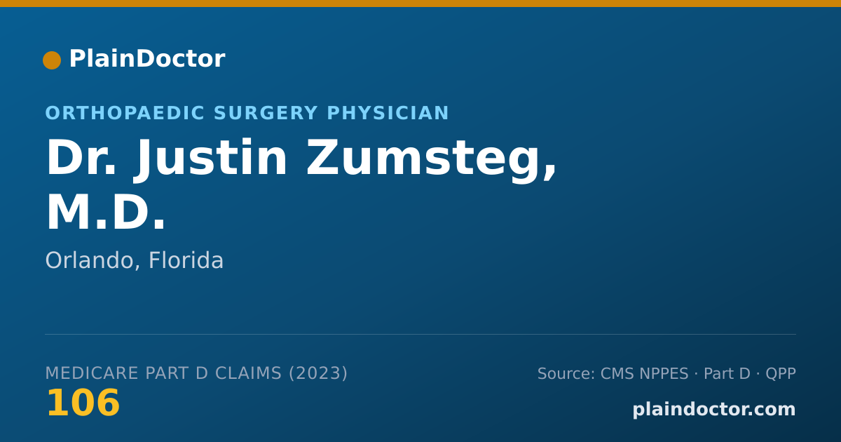 Shareable card for Justin Zumsteg, M.D. - Orthopaedic Surgery Physician, Orlando, FL