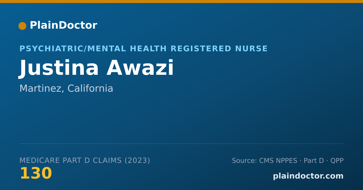 Shareable card for Justina Awazi - Psychiatric/Mental Health Registered Nurse, Martinez, CA