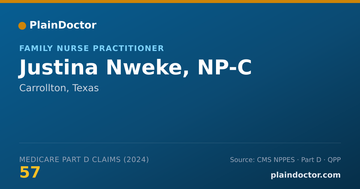 Shareable card for Justina Nweke, NP-C - Family Nurse Practitioner, Carrollton, TX