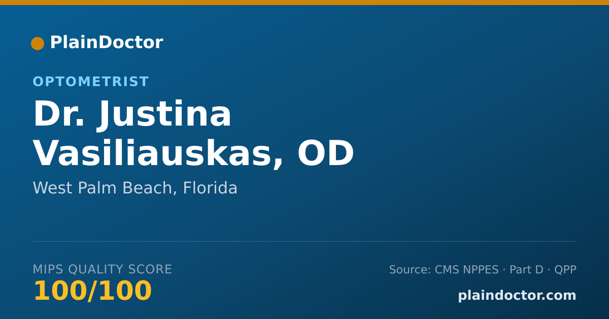 Shareable card for Justina Vasiliauskas, OD - Optometrist, West Palm Beach, FL