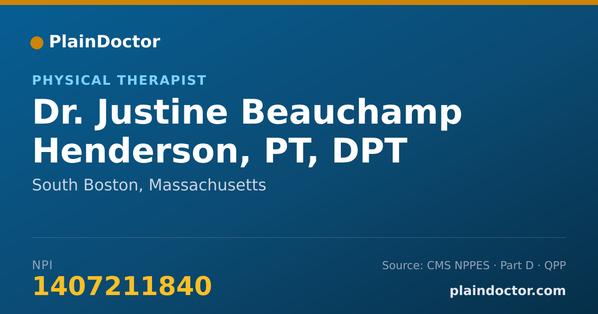 Shareable card for Justine Beauchamp Henderson, PT, DPT - Physical Therapist, South Boston, MA