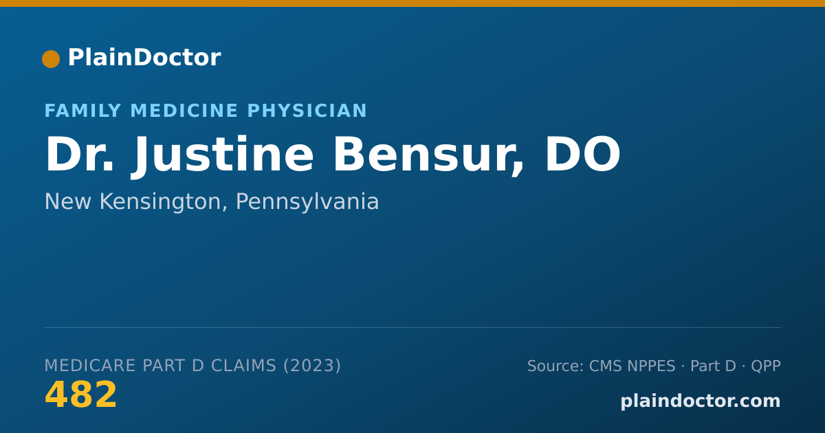Shareable card for Justine Bensur, DO - Family Medicine Physician, New Kensington, PA