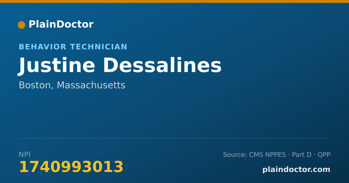 Shareable card for Justine Dessalines - Behavior Technician, Boston, MA