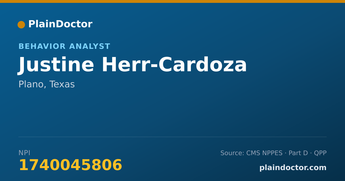Shareable card for Justine Herr-Cardoza - Behavior Analyst, Plano, TX