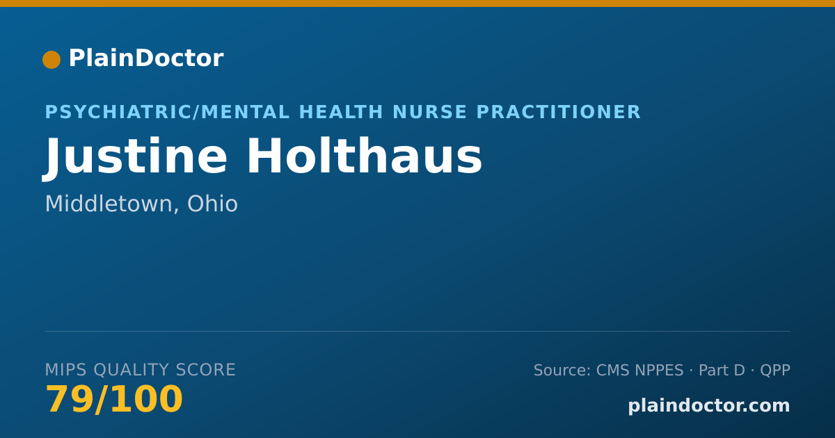 Shareable card for Justine Holthaus - Psychiatric/Mental Health Nurse Practitioner, Middletown, OH