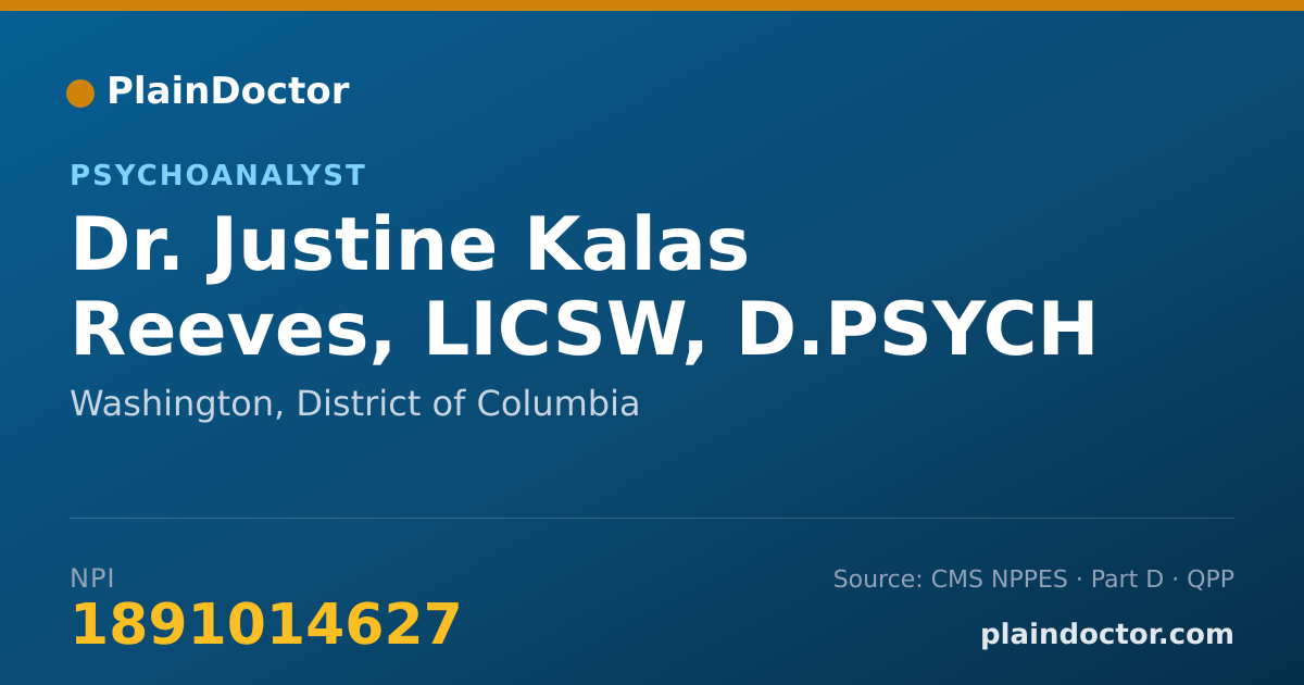 Shareable card for Justine Kalas Reeves, LICSW, D.PSYCH - Psychoanalyst, Washington, DC
