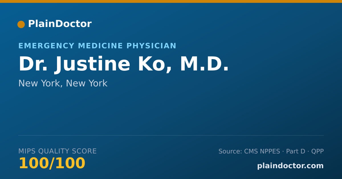 Shareable card for Justine Ko, M.D. - Emergency Medicine Physician, New York, NY