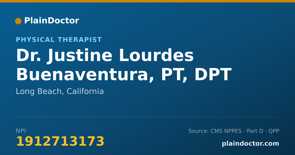 Shareable card for Justine Lourdes Buenaventura, PT,  DPT - Physical Therapist, Long Beach, CA