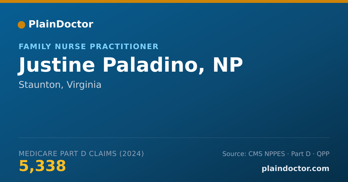 Shareable card for Justine Paladino, NP - Family Nurse Practitioner, Staunton, VA
