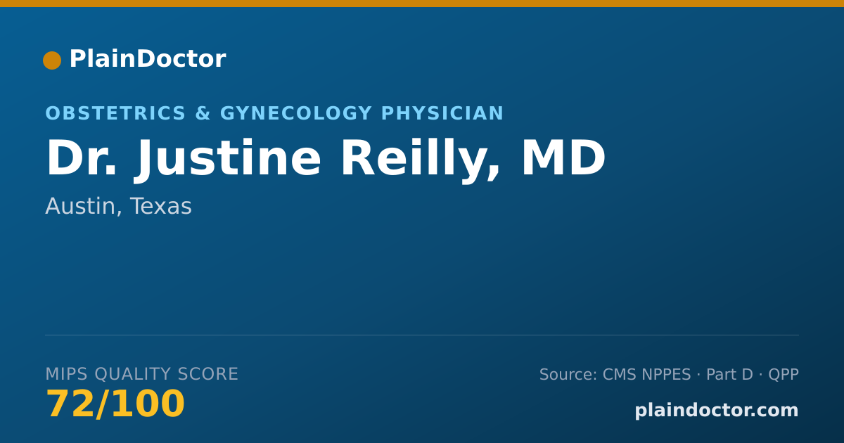 Shareable card for Justine Reilly, MD - Obstetrics & Gynecology Physician, Austin, TX