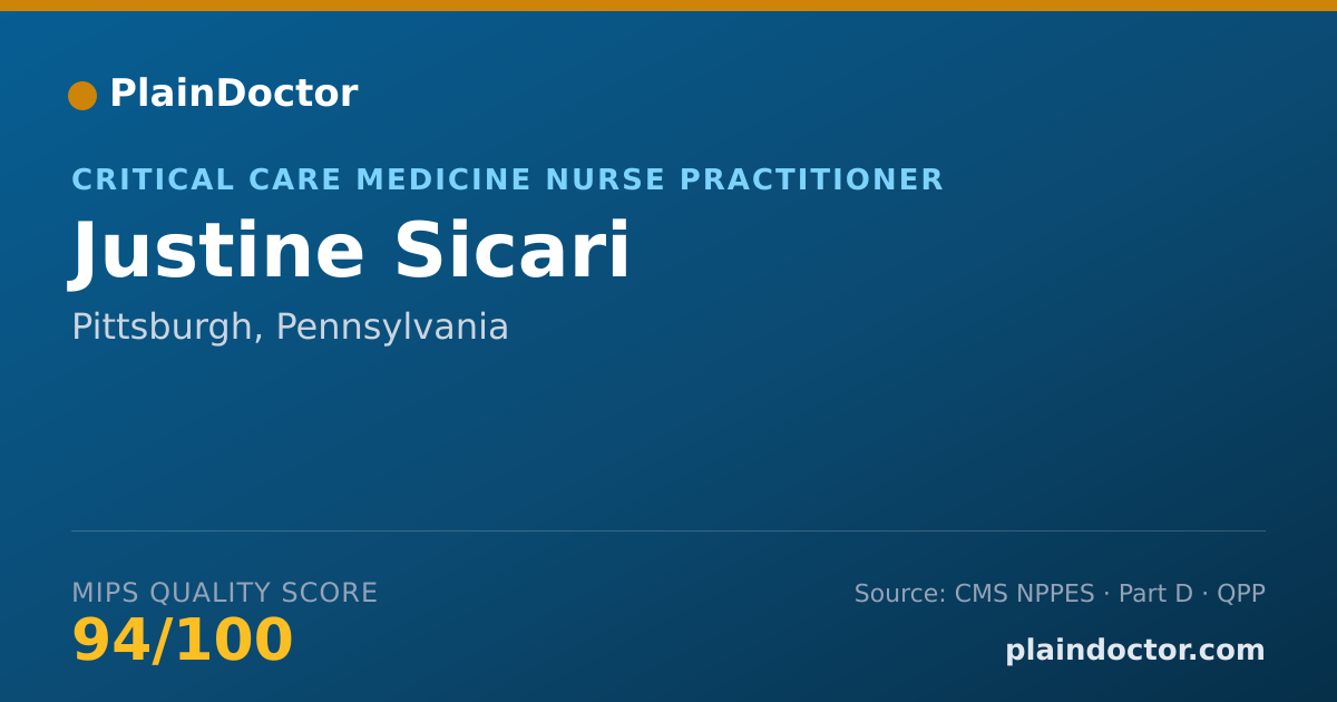 Shareable card for Justine Sicari - Critical Care Medicine Nurse Practitioner, Pittsburgh, PA