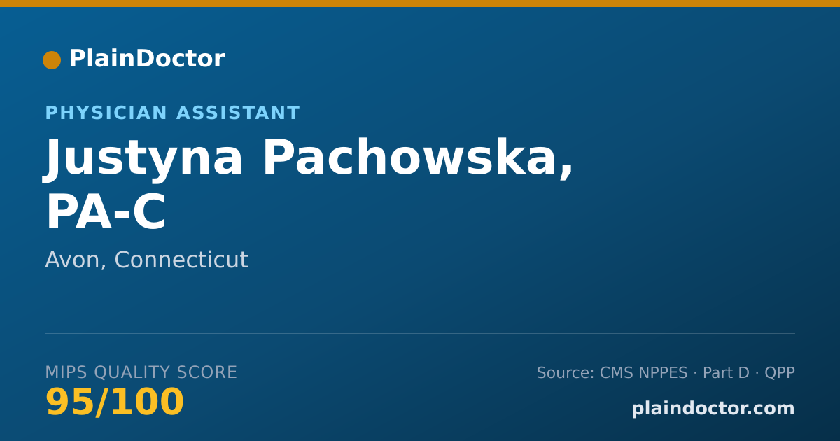 Shareable card for Justyna Pachowska, PA-C - Physician Assistant, Avon, CT
