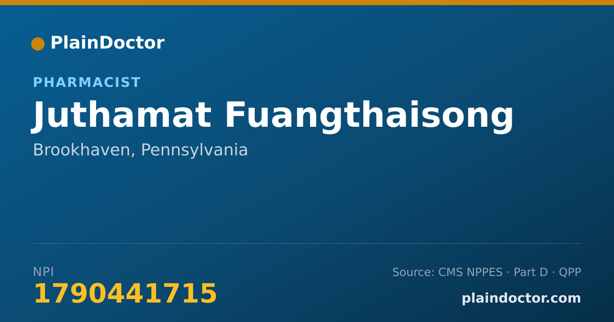 Shareable card for Juthamat Fuangthaisong - Pharmacist, Brookhaven, PA