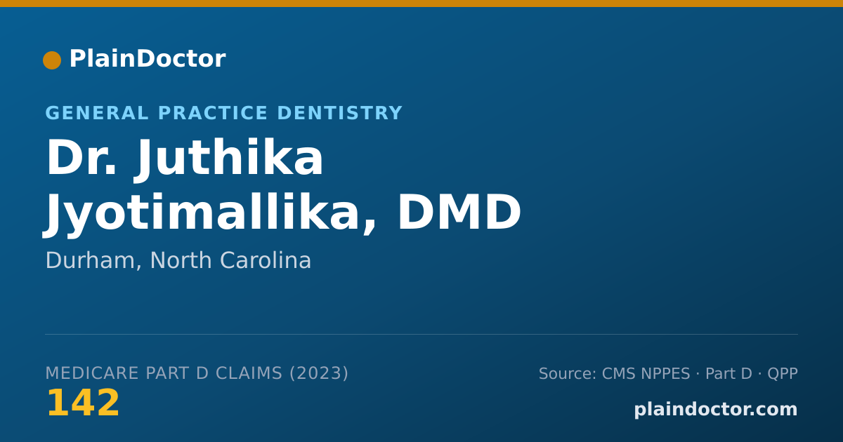 Shareable card for Juthika Jyotimallika, DMD - General Practice Dentistry, Durham, NC