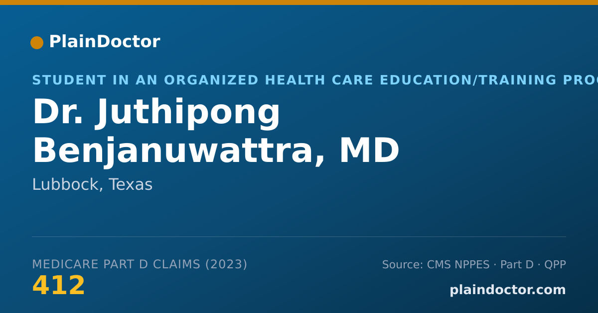 Shareable card for Juthipong Benjanuwattra, MD - Student in an Organized Health Care Education/Training Program, Lubbock, TX