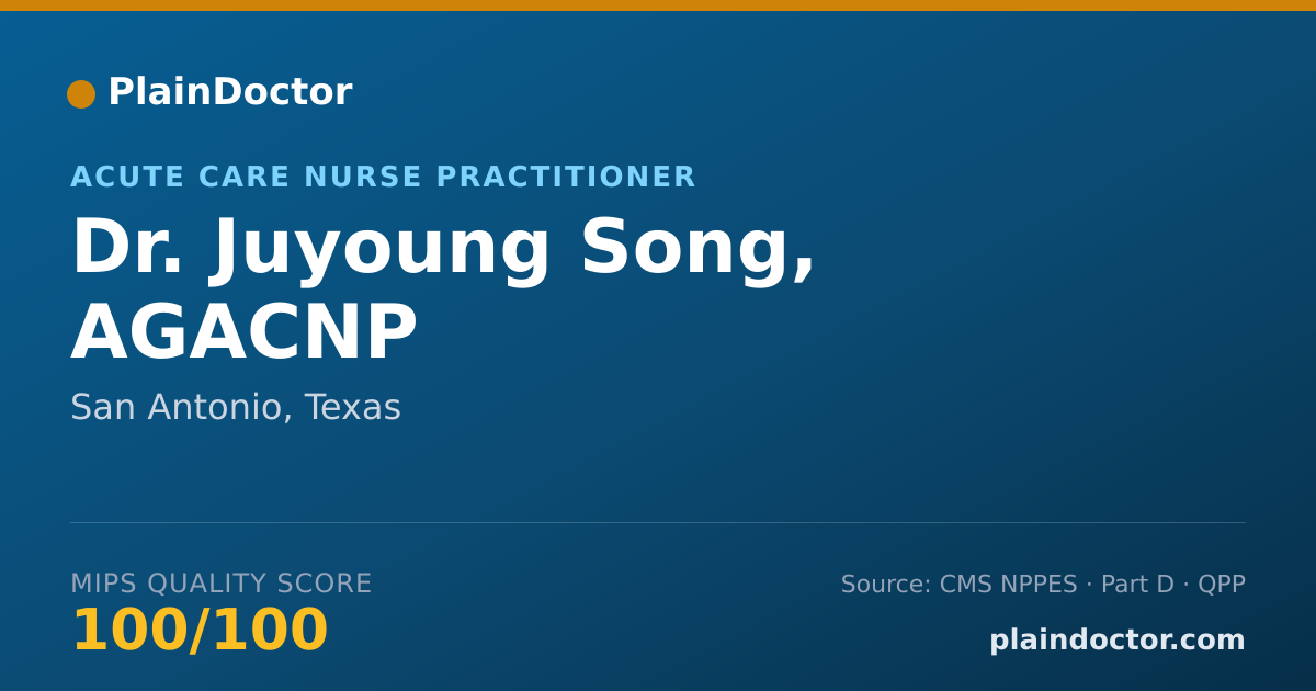 Shareable card for Juyoung Song, AGACNP - Acute Care Nurse Practitioner, San Antonio, TX