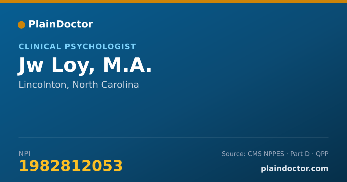 Shareable card for Jw Loy, M.A. - Clinical Child & Adolescent Psychologist, Lincolnton, NC