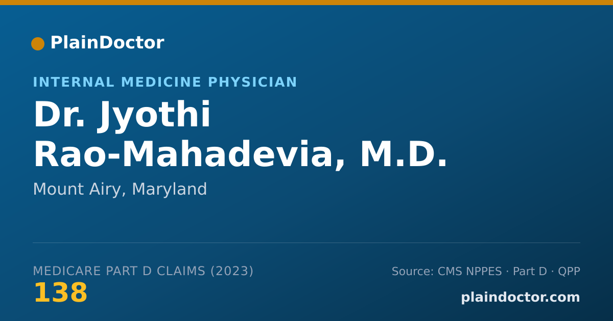 Shareable card for Jyothi Rao-Mahadevia, M.D. - Internal Medicine Physician, Mount Airy, MD