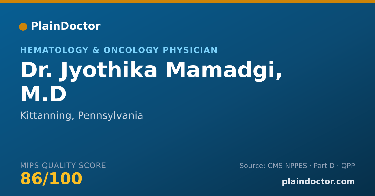 Shareable card for Jyothika Mamadgi, M.D - Hematology & Oncology Physician, Kittanning, PA
