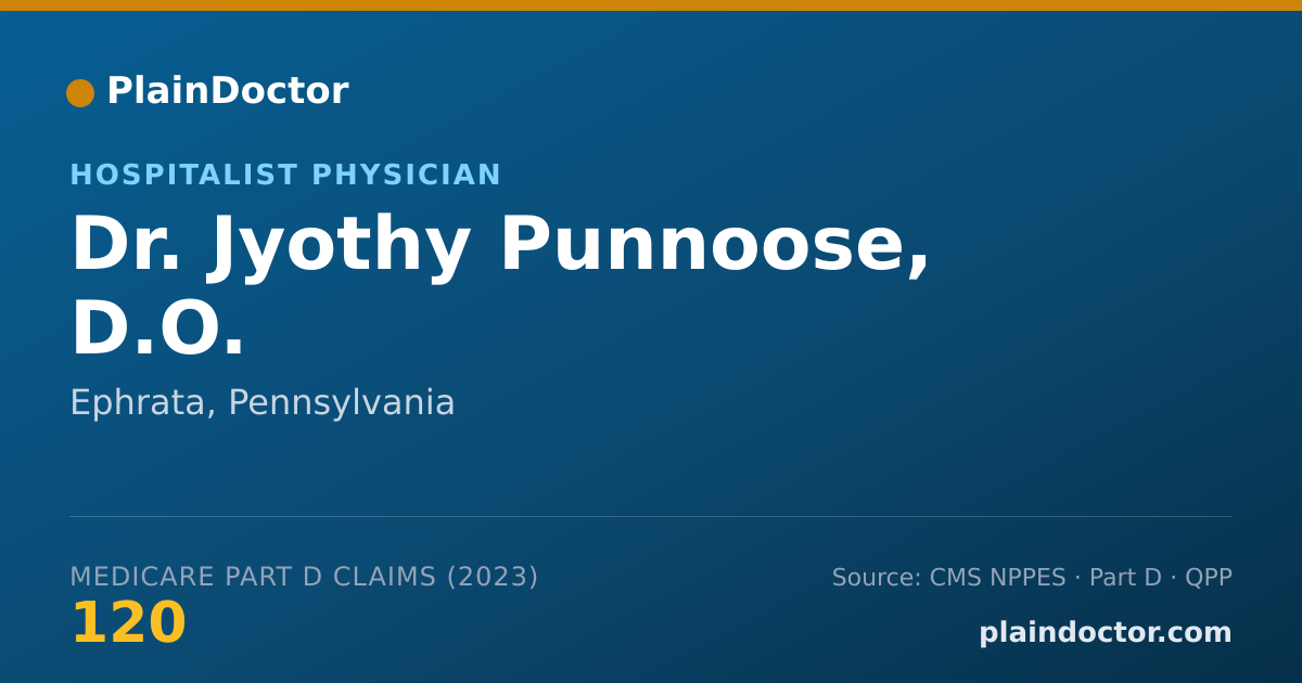 Shareable card for Jyothy Punnoose, D.O. - Hospitalist Physician, Ephrata, PA