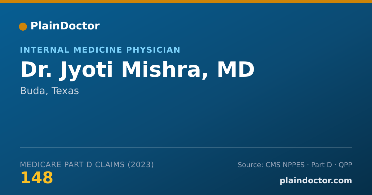 Shareable card for Jyoti Mishra, MD - Internal Medicine Physician, Buda, TX
