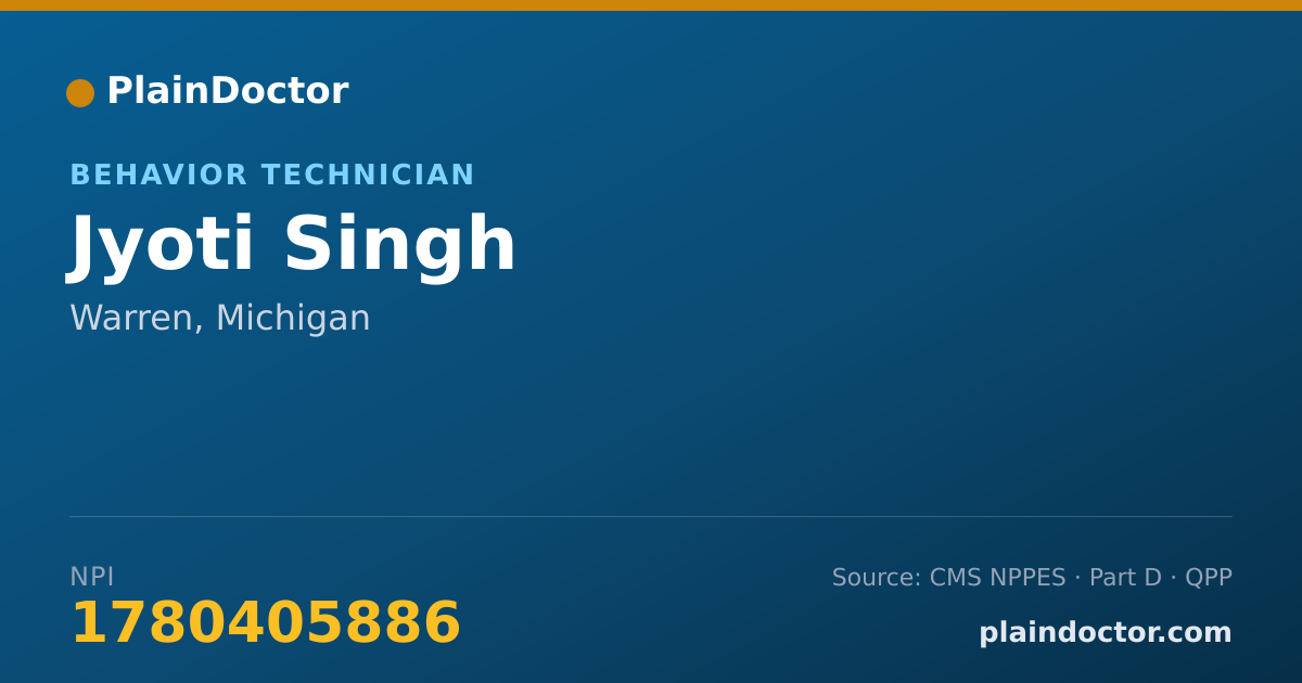 Shareable card for Jyoti Singh - Behavior Technician, Warren, MI