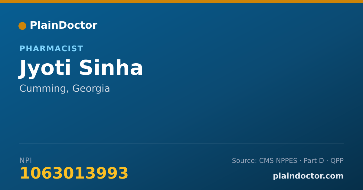 Shareable card for Jyoti Sinha - Pharmacist, Cumming, GA