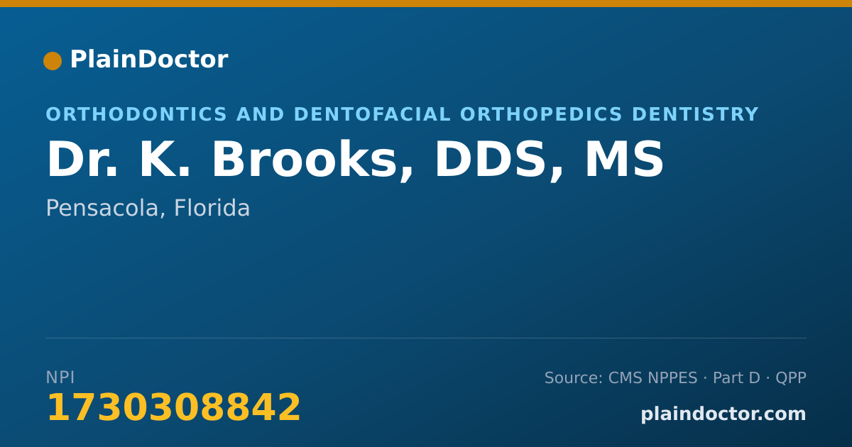 Shareable card for K. Brooks, DDS, MS - Orthodontics and Dentofacial Orthopedics Dentistry, Pensacola, FL