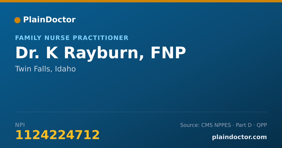 Shareable card for K Rayburn, FNP - Family Nurse Practitioner, Twin Falls, ID