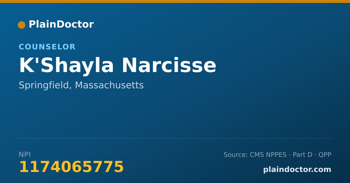 Shareable card for K'Shayla Narcisse - Counselor, Springfield, MA