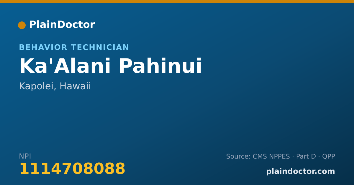 Shareable card for Ka'Alani Pahinui - Behavior Technician, Kapolei, HI