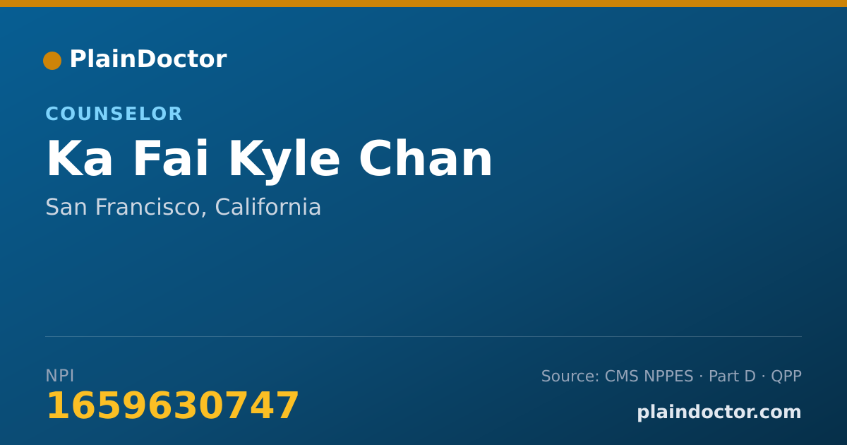Shareable card for Ka Fai Kyle Chan - Counselor, San Francisco, CA