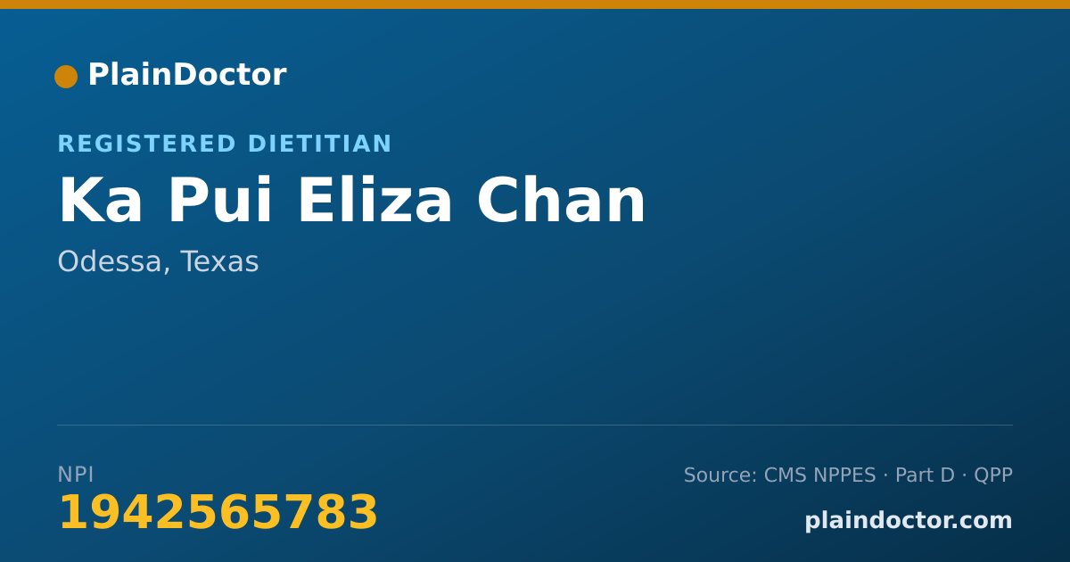 Shareable card for Ka Pui Eliza Chan - Registered Dietitian, Odessa, TX