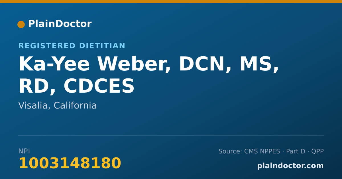 Shareable card for Ka-Yee Weber, DCN, MS, RD, CDCES - Registered Dietitian, Visalia, CA