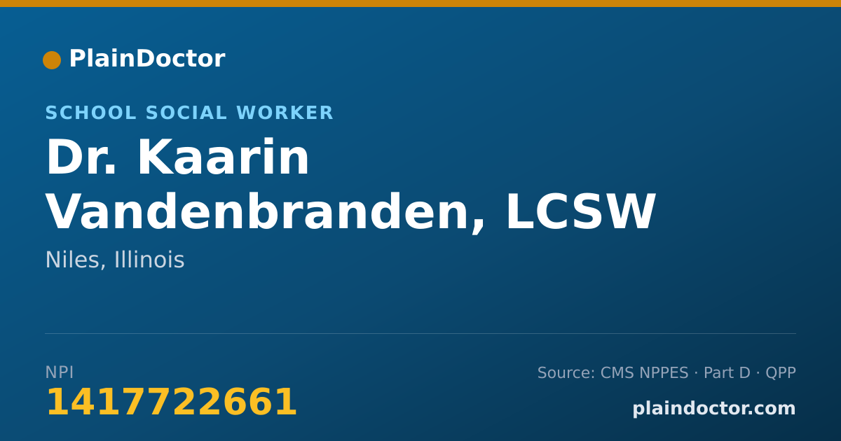 Shareable card for Kaarin Vandenbranden, LCSW - School Social Worker, Niles, IL