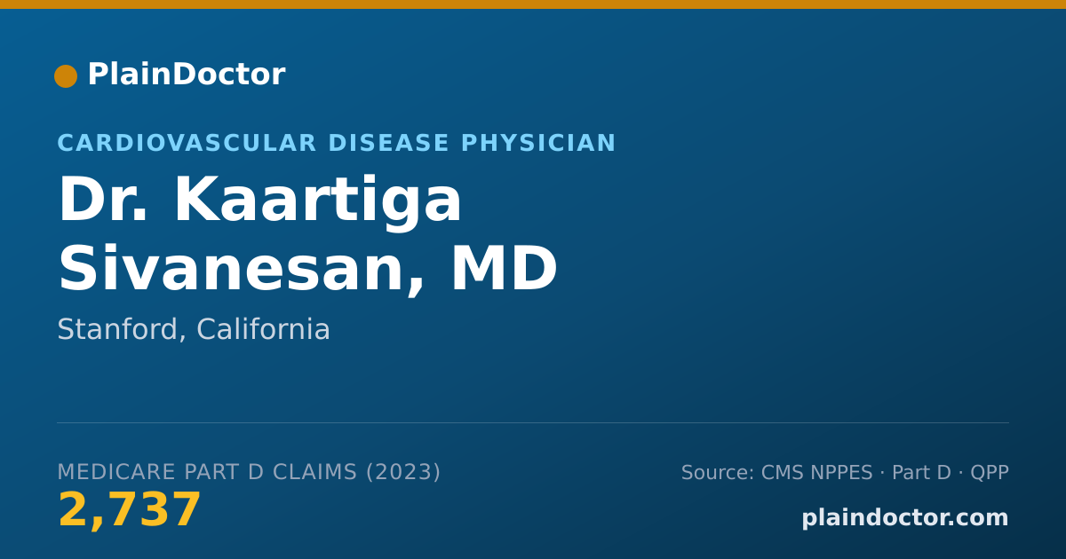 Shareable card for Kaartiga Sivanesan, MD - Cardiovascular Disease Physician, Stanford, CA