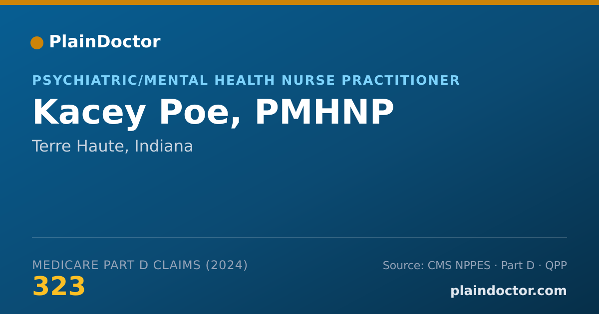Shareable card for Kacey Poe, PMHNP - Psychiatric/Mental Health Nurse Practitioner, Terre Haute, IN