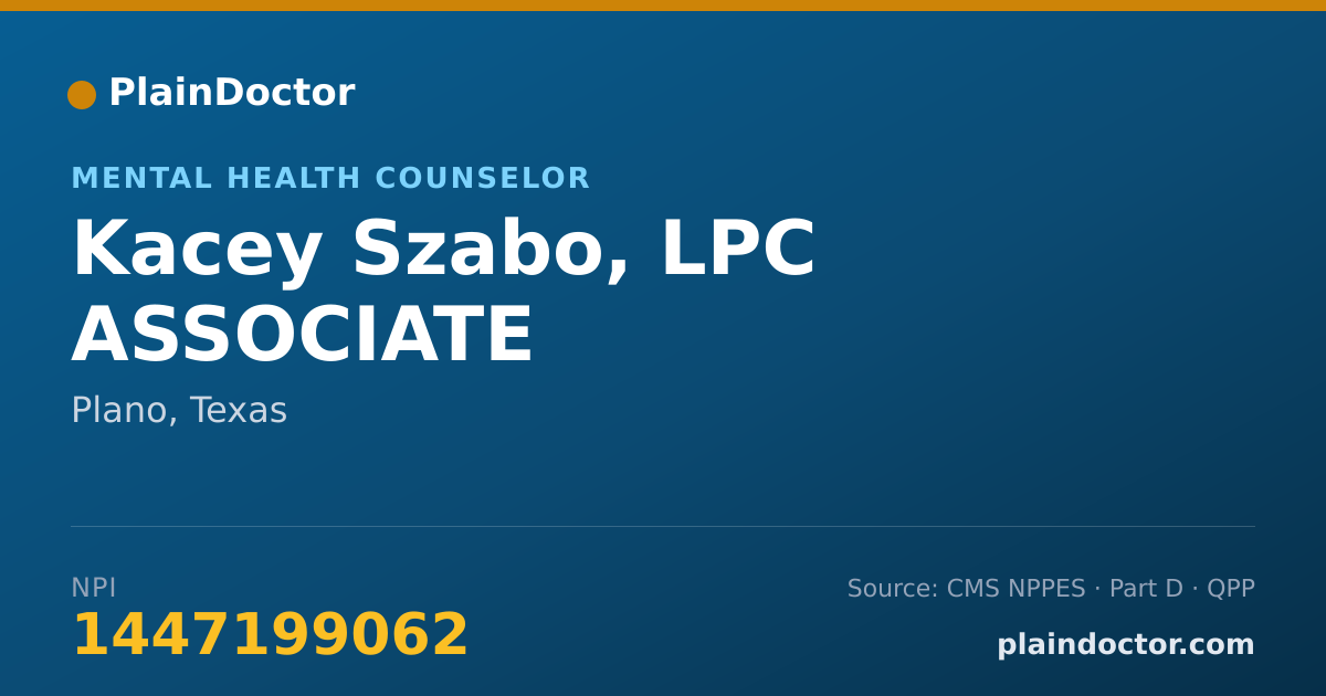 Shareable card for Kacey Szabo, LPC ASSOCIATE - Mental Health Counselor, Plano, TX