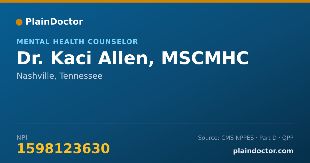 Shareable card for Kaci Allen, MSCMHC - Mental Health Counselor, Nashville, TN
