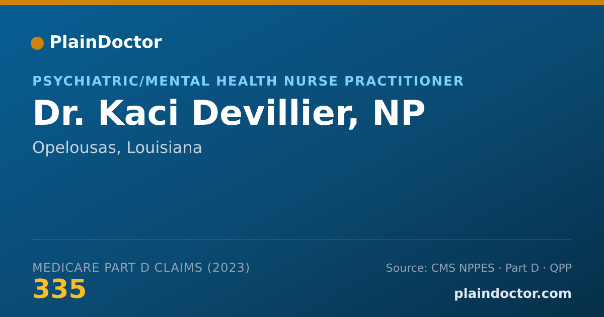 Shareable card for Kaci Devillier, NP - Psychiatric/Mental Health Nurse Practitioner, Opelousas, LA