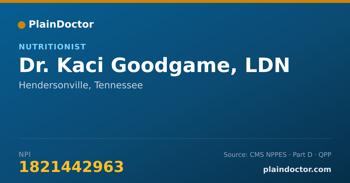 Shareable card for Kaci Goodgame, LDN - Nutritionist, Hendersonville, TN