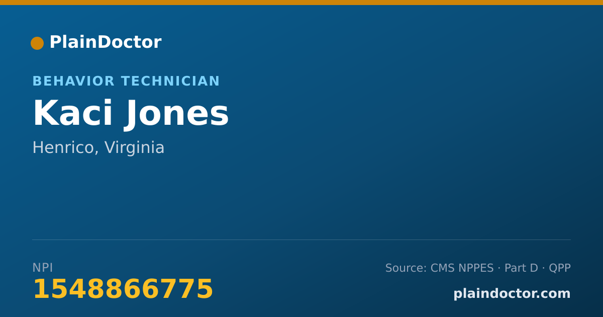 Shareable card for Kaci Jones - Behavior Technician, Henrico, VA