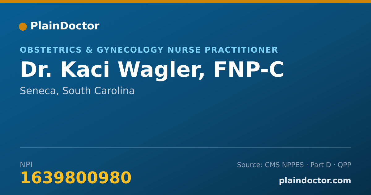 Shareable card for Kaci Wagler, FNP-C - Obstetrics & Gynecology Nurse Practitioner, Seneca, SC
