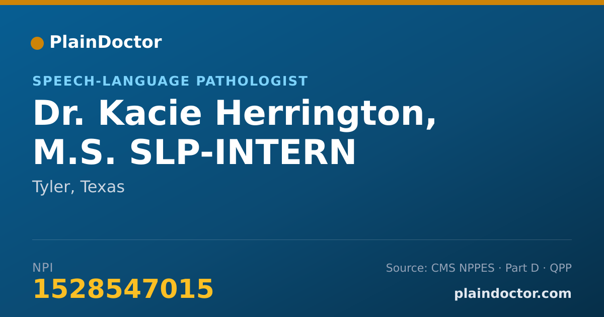 Shareable card for Kacie Herrington, M.S. SLP-INTERN - Speech-Language Pathologist, Tyler, TX