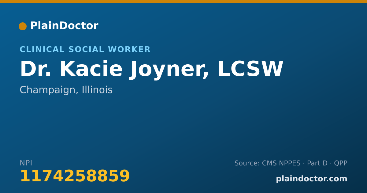 Shareable card for Kacie Joyner, LCSW - Clinical Social Worker, Champaign, IL