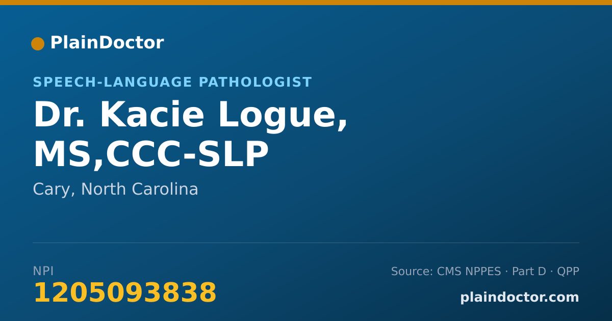 Shareable card for Kacie Logue, MS,CCC-SLP - Speech-Language Pathologist, Cary, NC
