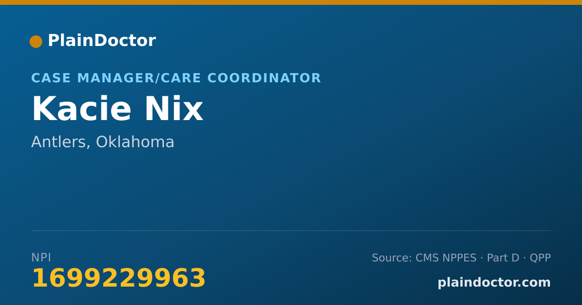 Shareable card for Kacie Nix - Case Manager/Care Coordinator, Antlers, OK