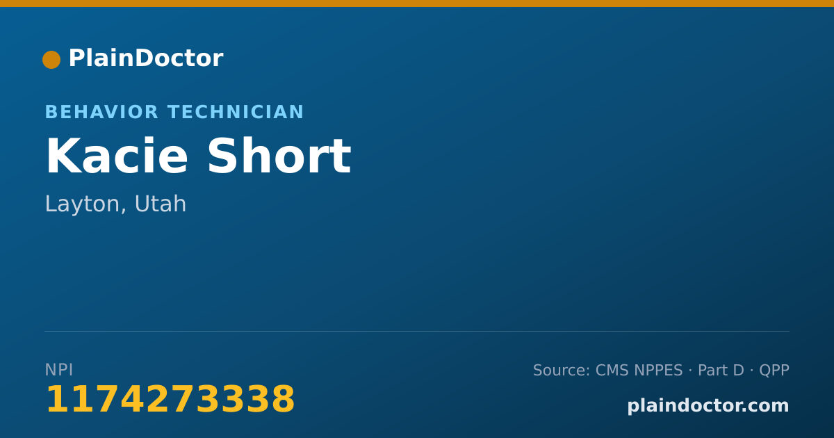 Shareable card for Kacie Short - Behavior Technician, Layton, UT
